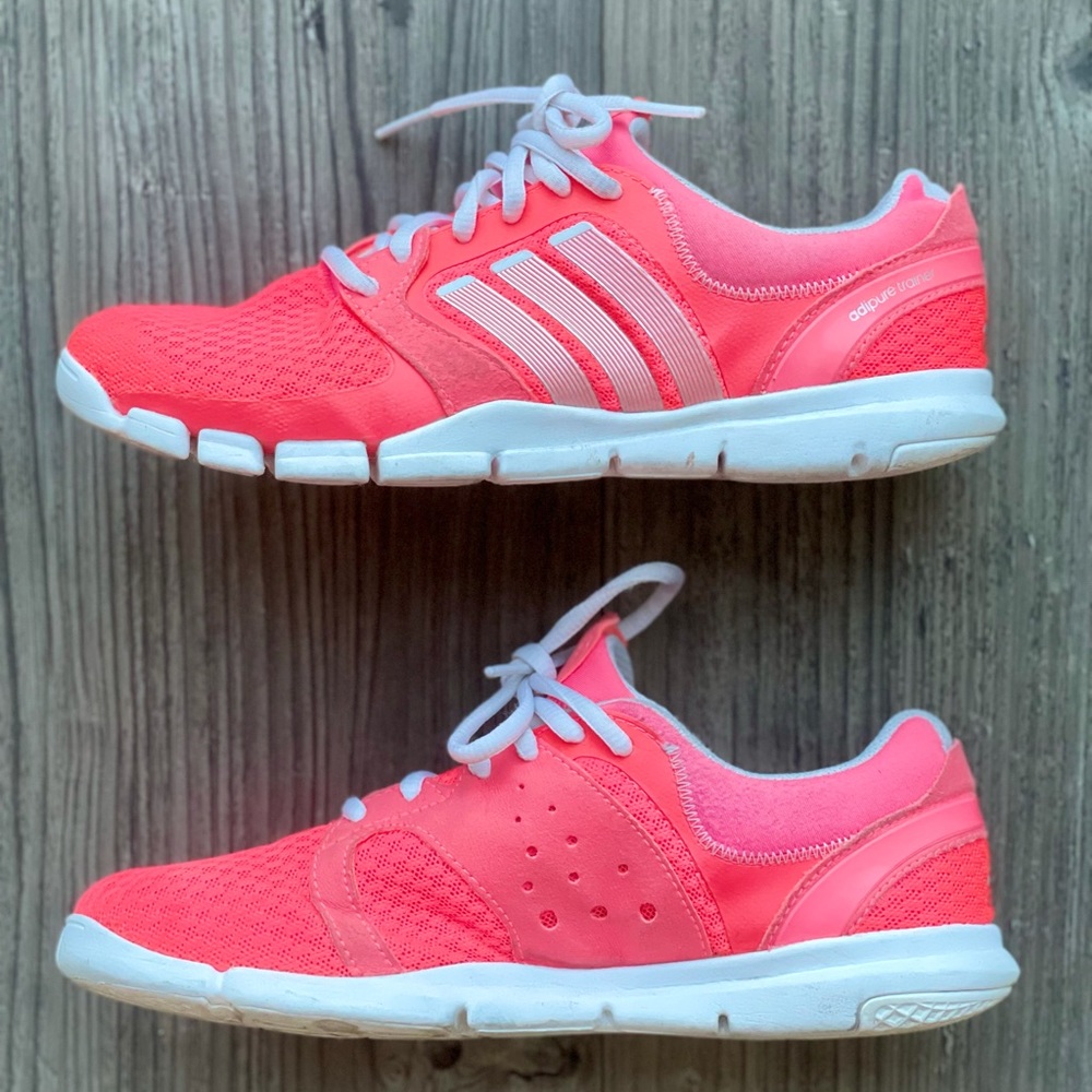 Adidas adipure trainers in pink, US women’s 6